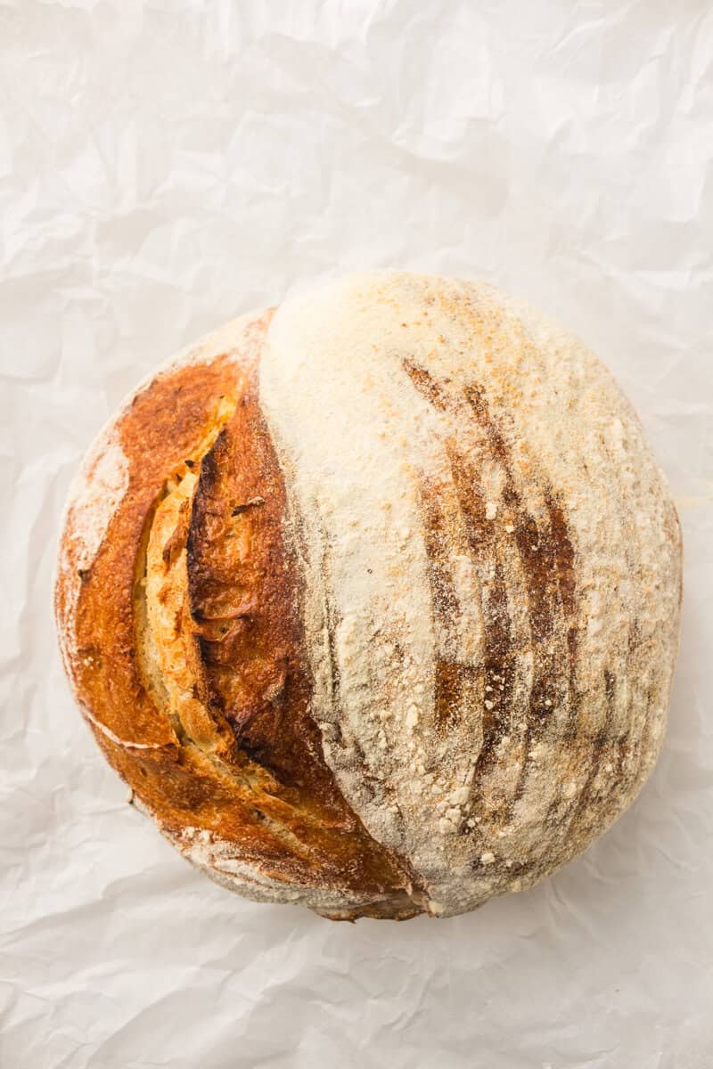 sourdough bread on parchment paper
