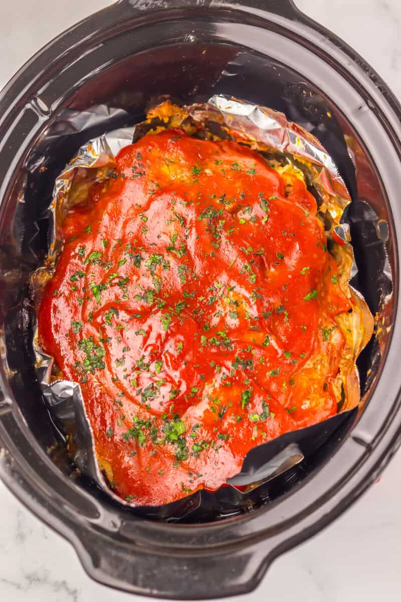 meatloaf in the crock pot with sauce